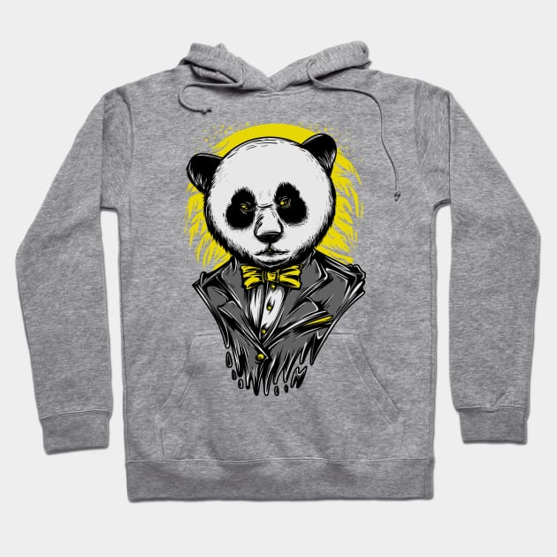 Smart Panda Suit Grey Yellow Hoodie by BradleyHeal